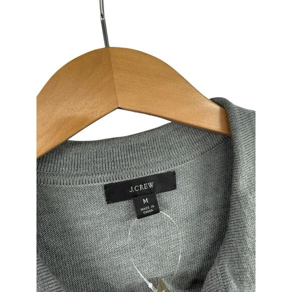 J. Crew Collared Merino Wool Sweater Dress Medium Smoke Gray Knit Midi Womens - Picture 2 of 7